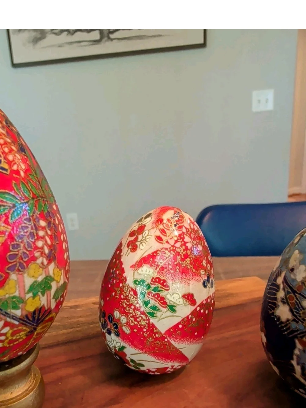 Decorative Floral Patterned Russian Egg - Assorted Pink, Blue, Red+ Small Box